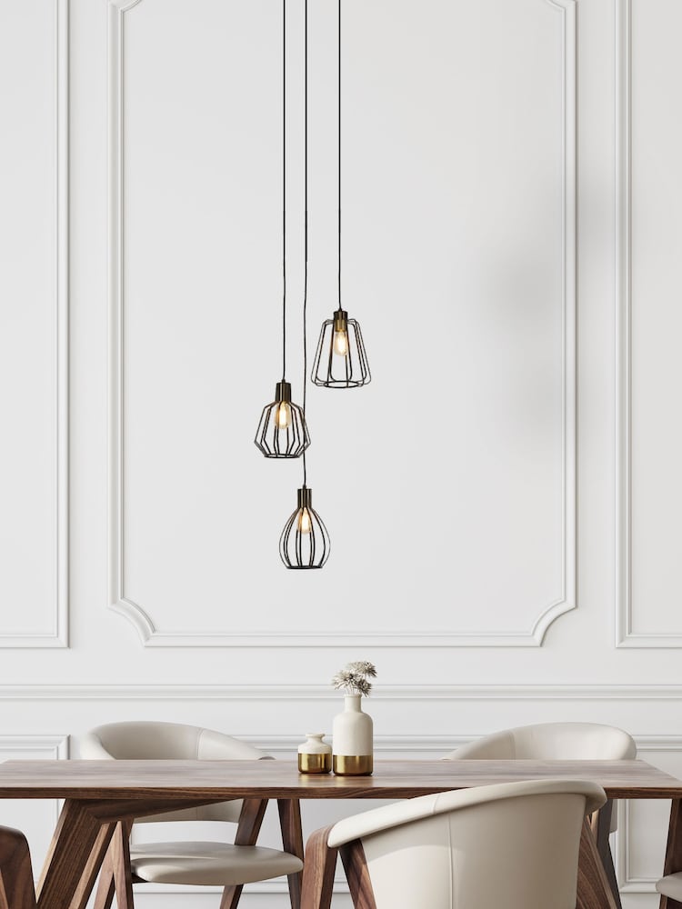 Searchlight Black Momordica 3 Light Multi Pendant Ceiling Light - Image 1 of 4