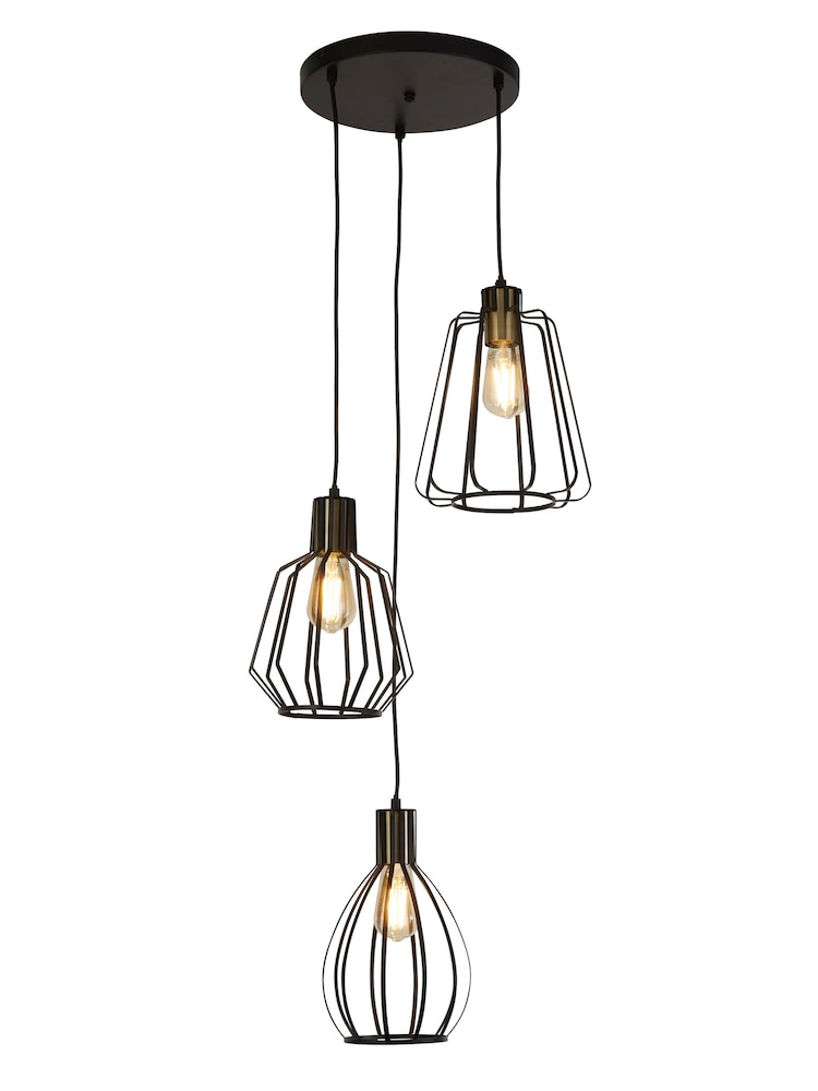 Searchlight Black Momordica 3 Light Multi Pendant Ceiling Light - Image 2 of 4