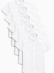 White 5 Pack Short Sleeve Shirts (3-17yrs) - Image 1 of 5