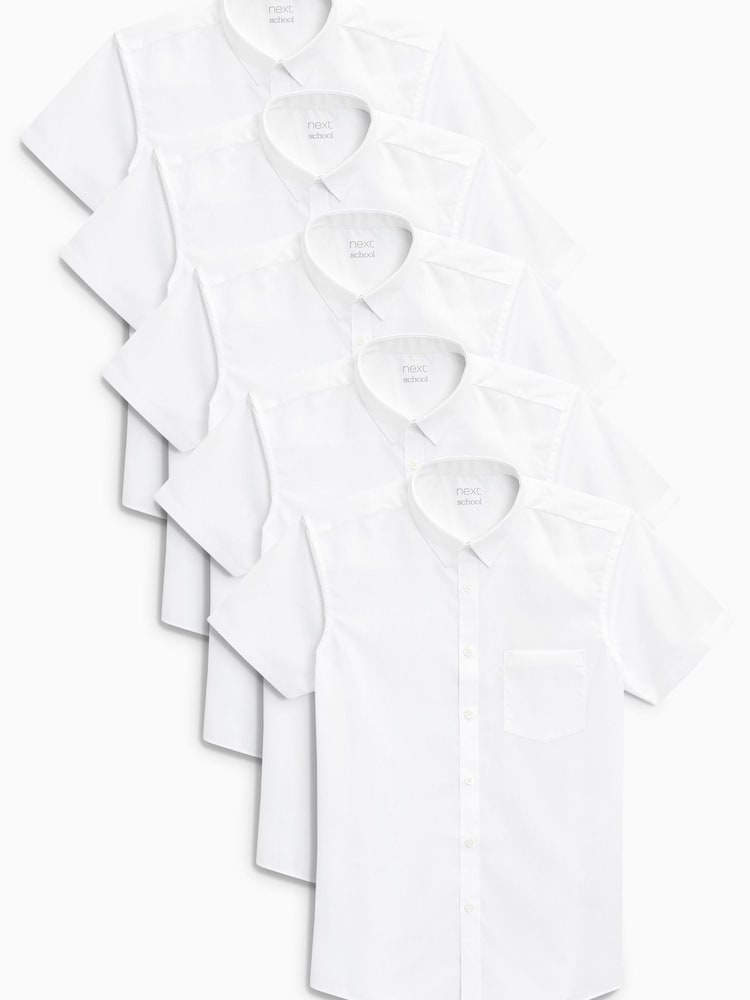 White 5 Pack Short Sleeve Shirts (3-17yrs) - Image 1 of 5