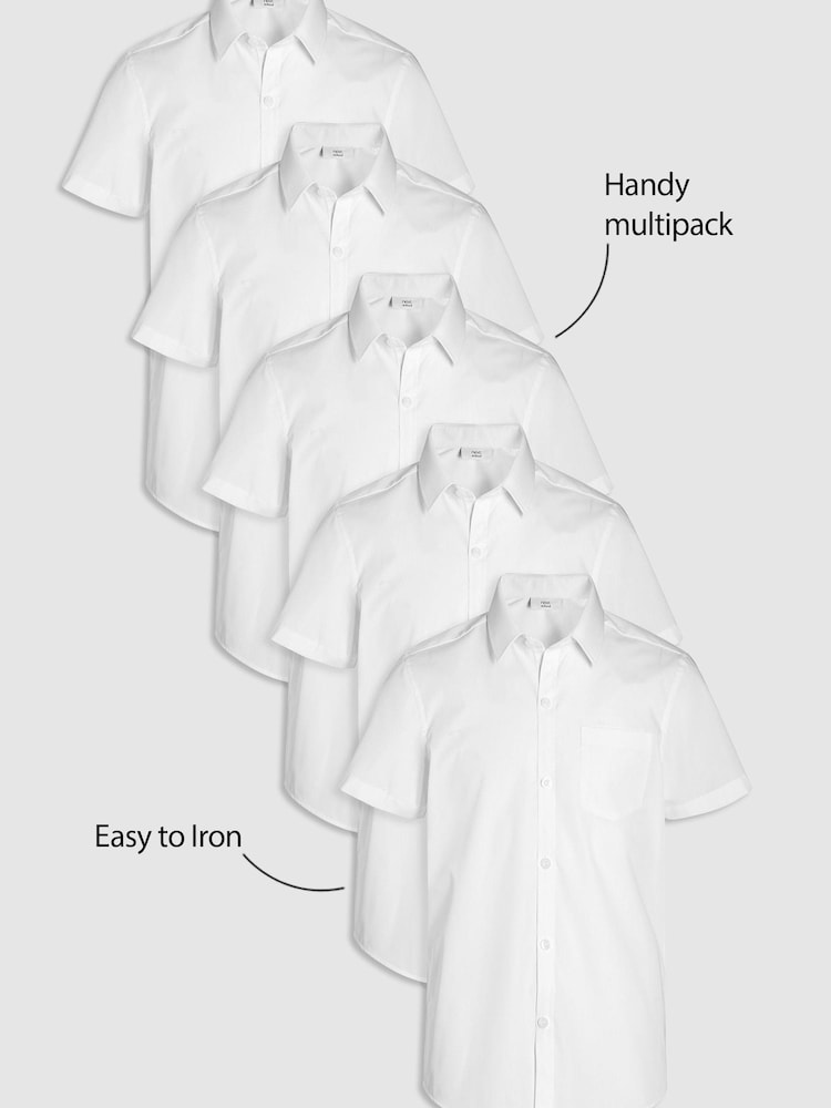 White 5 Pack Short Sleeve Shirts (3-17yrs) - Image 2 of 5