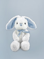 Babyblooms Blue 100% Cotton Cake Blanket with Personalised Baby Bunny Soft Toy Gift - Image 4 of 4