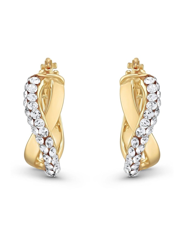 Beaverbrooks 9ct Gold Crystal Hoop Earrings - Image 1 of 4