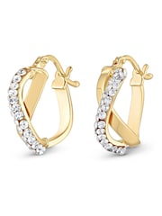 Beaverbrooks 9ct Gold Crystal Hoop Earrings - Image 2 of 4