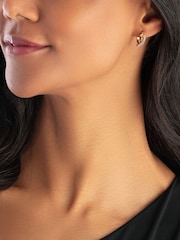 Beaverbrooks 9ct Gold Crystal Hoop Earrings - Image 3 of 4