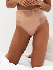 Black/Nude Thong Tummy Control Lace Knickers 2 Pack - Image 2 of 6