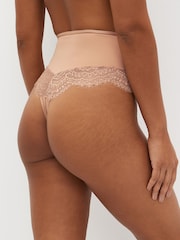 Black/Nude Thong Tummy Control Lace Knickers 2 Pack - Image 3 of 6