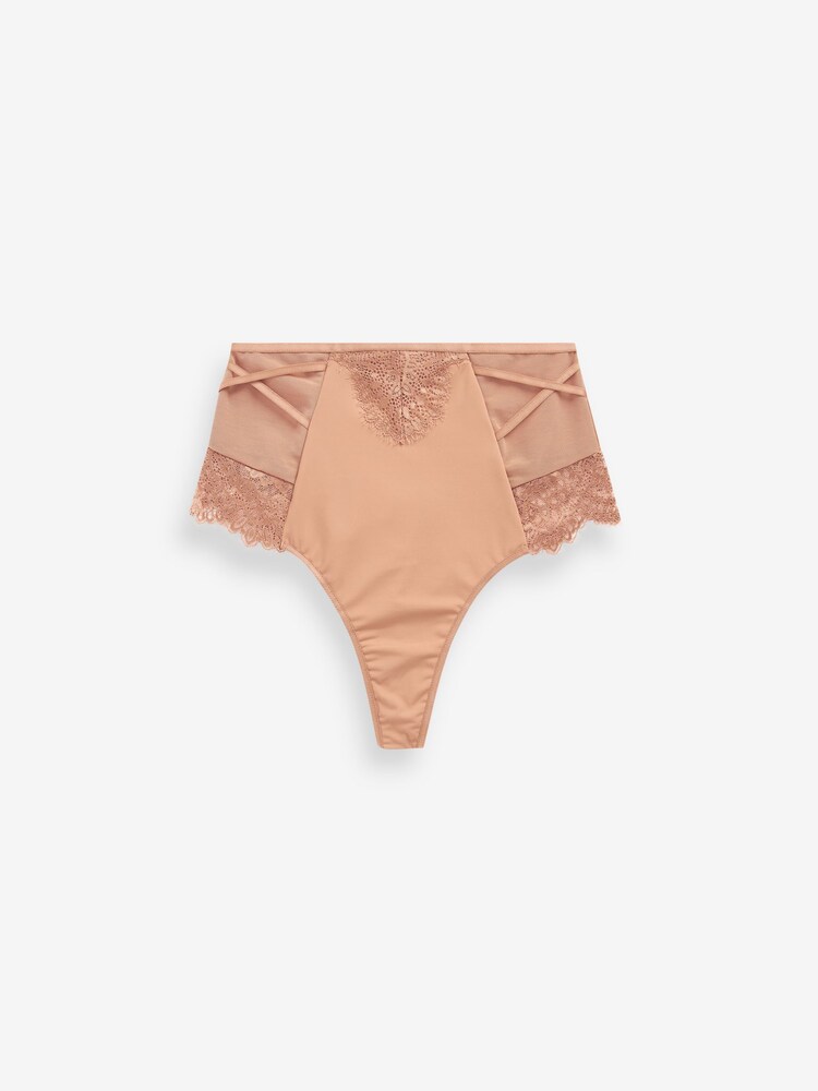 Black/Nude Thong Tummy Control Lace Knickers 2 Pack - Image 6 of 6