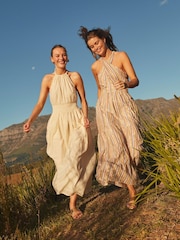 Boden Cream Metallic Detail Maxi Dress - Image 1 of 8