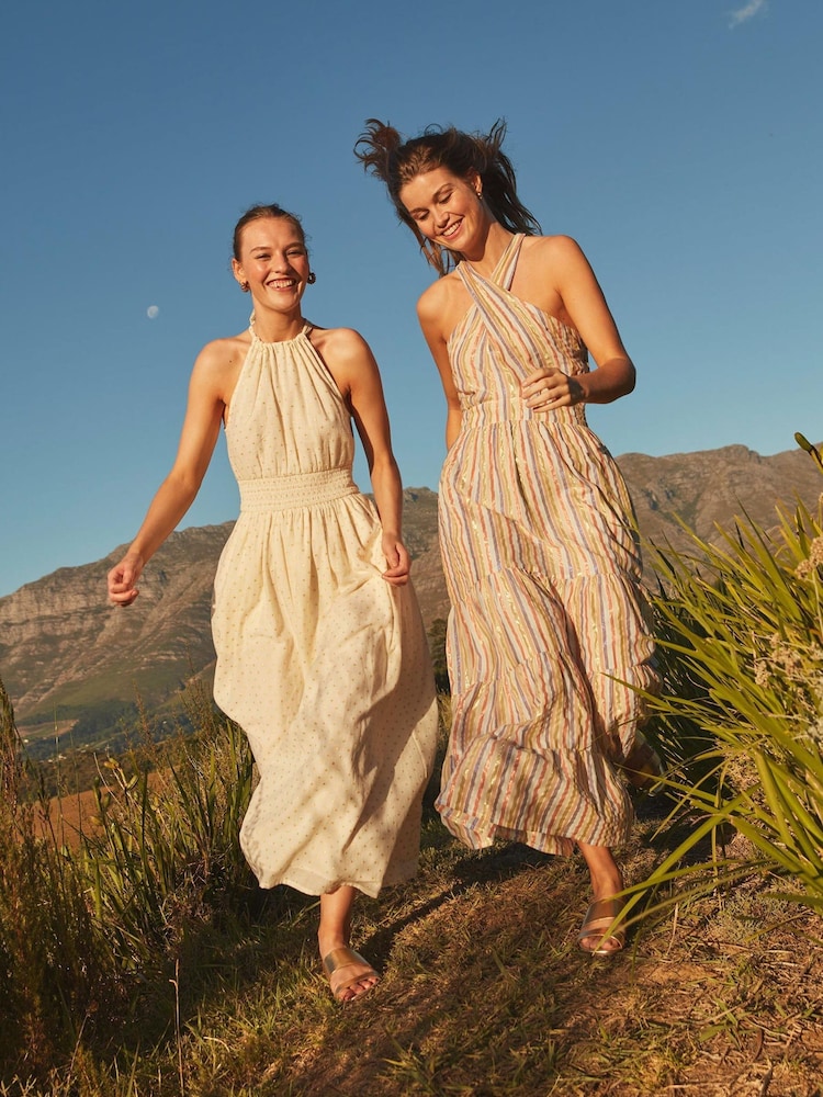 Boden Cream Metallic Detail Maxi Dress - Image 1 of 8