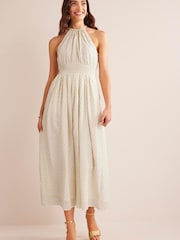 Boden Cream Metallic Detail Maxi Dress - Image 3 of 8
