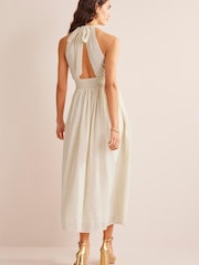 Boden Cream Metallic Detail Maxi Dress - Image 4 of 8