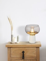 Searchlight White Daylily Smoke Glass Table Lamp - Image 1 of 4