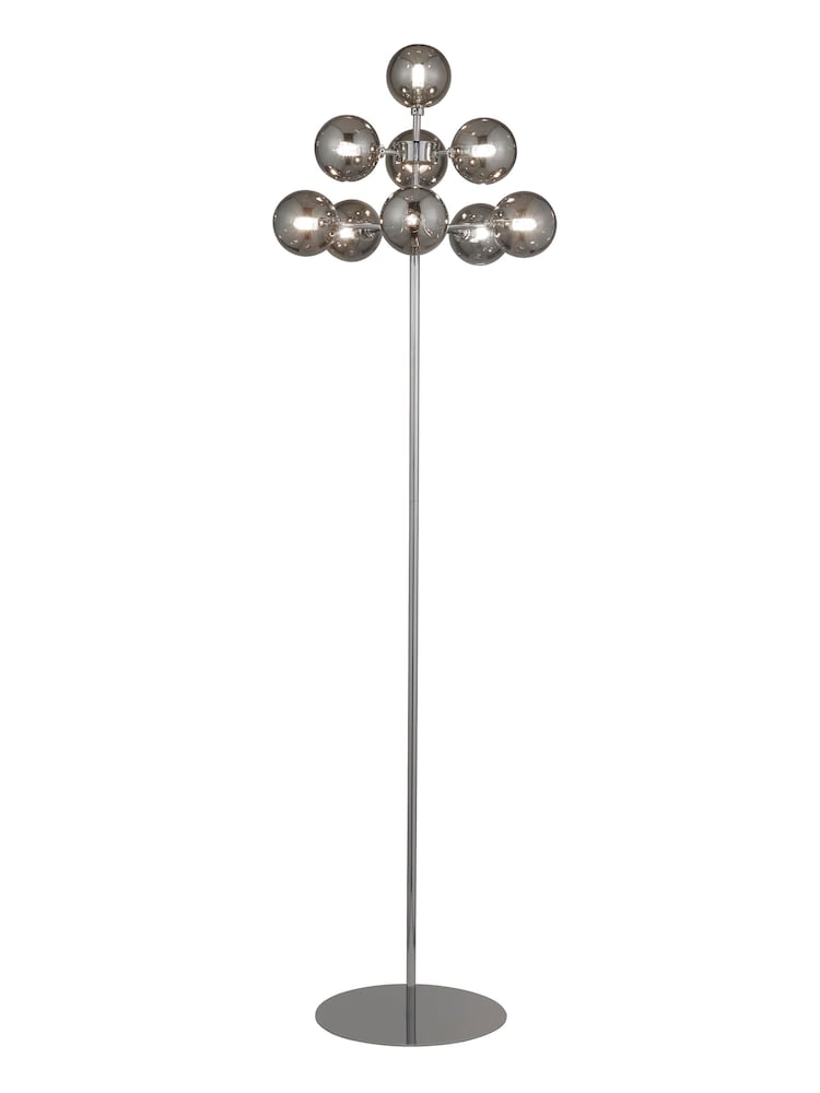 Searchlight Chrome Syringa Smoked 9 Light Floor Lamp - Image 2 of 4
