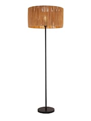 Searchlight Black Peru Natural Raffia Finish Floor Lamp - Image 3 of 5