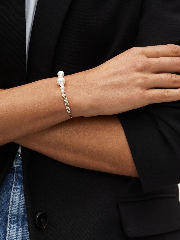 Gold Tone Diamanté And Pearl Pully Bracelet - Image 1 of 4