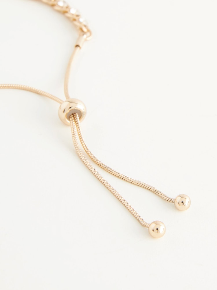 Gold Tone Diamanté And Pearl Pully Bracelet - Image 4 of 4