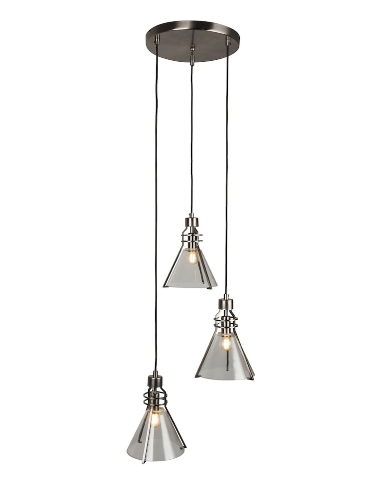 Searchlight Grey Ursinia 3 Light Multi Drop Pendant Ceiling Light - Image 2 of 4