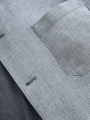 Chambray Blue Textured Linen Blend Chore Jacket - Image 10 of 10