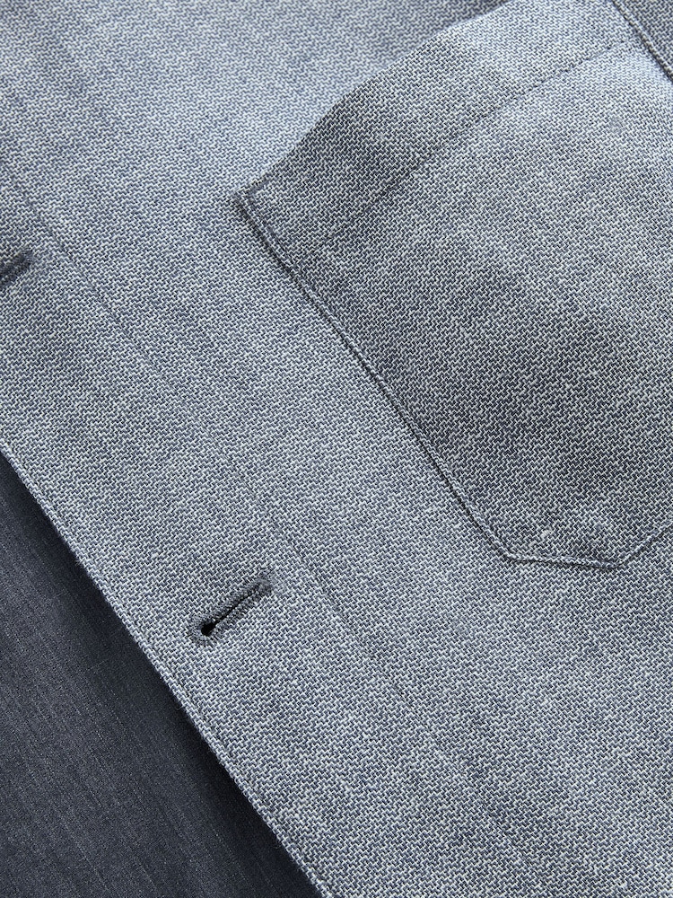 Chambray Blue Textured Linen Blend Chore Jacket - Image 10 of 10