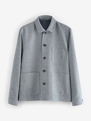 Chambray Blue Textured Linen Blend Chore Jacket - Image 5 of 10