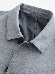 Chambray Blue Textured Linen Blend Chore Jacket - Image 7 of 10