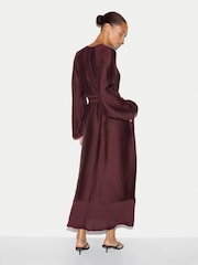 Jigsaw Red Textured Long Sleeve Dress - Image 4 of 6