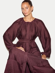 Jigsaw Red Textured Long Sleeve Dress - Image 5 of 6
