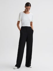 Reiss Black Joanne Wide Wide Leg Trousers - Image 3 of 5