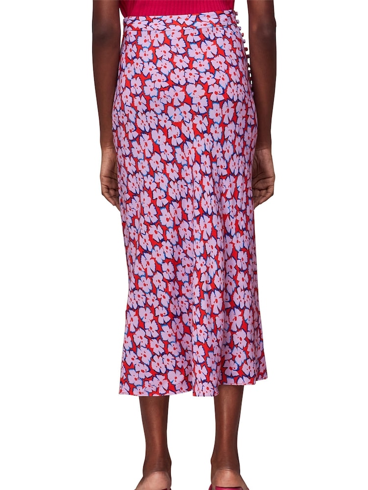 Whistles Pink Farfalle Print Bias Cut Skirt - Image 2 of 3