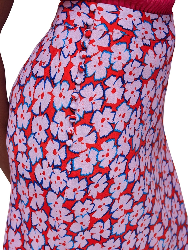 Whistles Pink Farfalle Print Bias Cut Skirt - Image 3 of 3