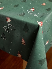 Green Christmas Gonk Wipe Clean 100% Cotton Table Cloth - Image 2 of 3