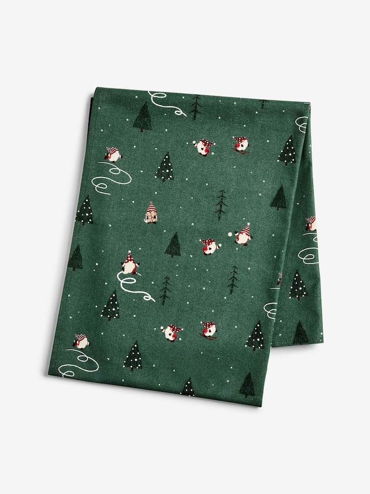 Green Christmas Gonk Wipe Clean 100% Cotton Table Cloth - Image 3 of 3