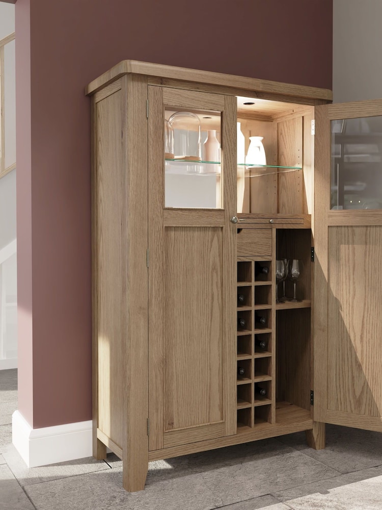 K Interiors Brown Embleton Solid Wood Bar Cabinet - Image 1 of 4
