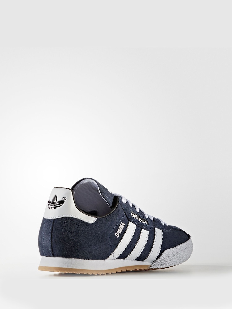 Marineblauw - adidas Originals Samba Suede Trainers - Image 3 of 8