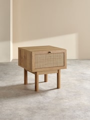 MADE.COM Oak Effect Pavia Rattan Bedside Table - Image 2 of 4