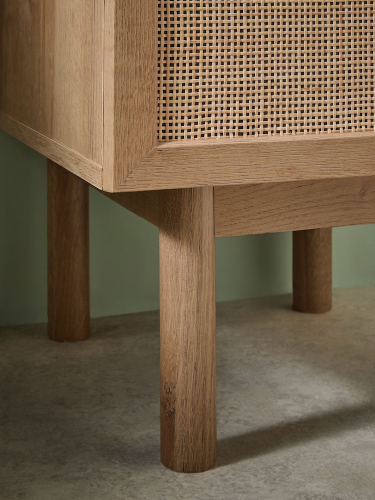 MADE.COM Oak Effect Pavia Rattan Bedside Table - Image 4 of 4