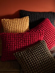 Black 40 x 59cm Global Bobble 100% Cotton Cushion - Image 5 of 7