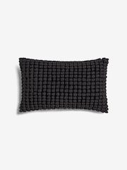 Black 40 x 59cm Global Bobble 100% Cotton Cushion - Image 6 of 7