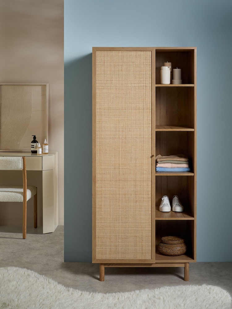 MADE.COM Oak Effect Pavia Rattan Double Wardrobe - Image 1 of 4