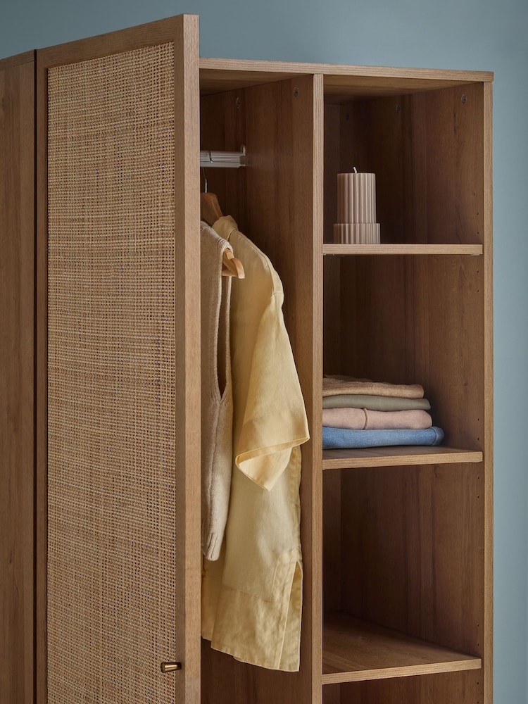 MADE.COM Oak Effect Pavia Rattan Double Wardrobe - Image 4 of 4