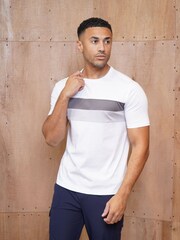 CAPO White Mercerised Stripe Colour Block T-Shirt - Image 1 of 4