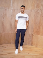 CAPO White Mercerised Stripe Colour Block T-Shirt - Image 2 of 4