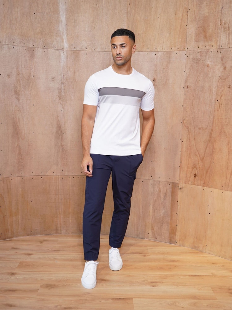 CAPO White Mercerised Stripe Colour Block T-Shirt - Image 2 of 4 CAPO White Mercerised Stripe Colour Block T-Shirt - Image 2 of 4