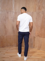 CAPO White Mercerised Stripe Colour Block T-Shirt - Image 3 of 4