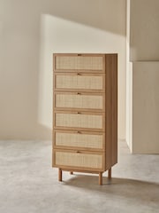 MADE.COM Oak Effect 1 Pavia Rattan 6 Drawer Chest of Drawers - Image 2 of 7