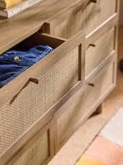 MADE.COM Oak Effect 2 Pavia Rattan 6 Drawer Wide Chest of Drawers - Image 2 of 5