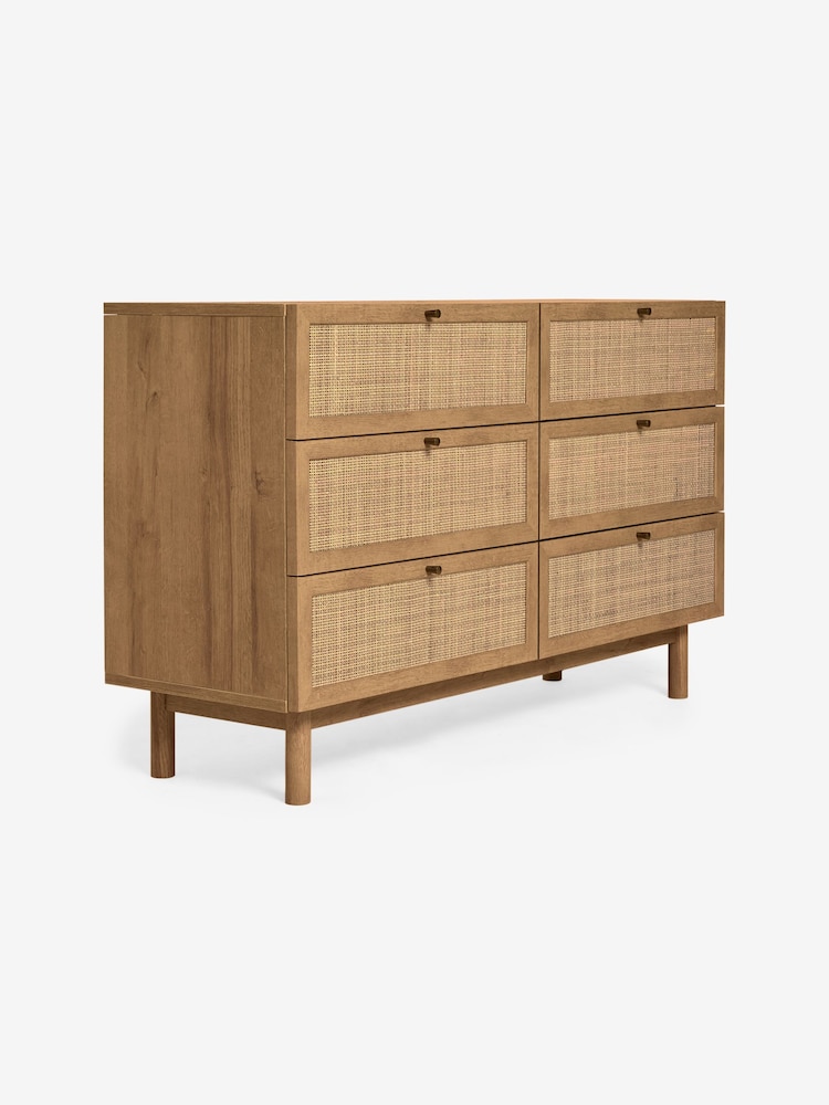 MADE.COM Oak Effect 2 Pavia Rattan 6 Drawer Wide Chest of Drawers - Image 5 of 5