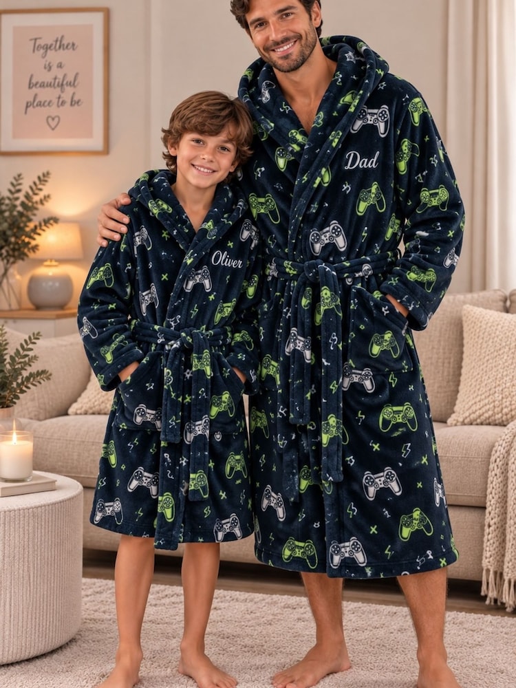 Personalised Gamer Design Dressing Gown by Lulabay - Image 2 of 2 Personalised Gamer Design Dressing Gown by Lulabay - Image 2 of 2