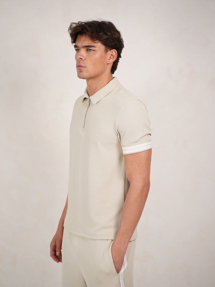 CAPO teksturēts lentes polo krekls ar rāvējslēdzēju - Attēls 2 no 3